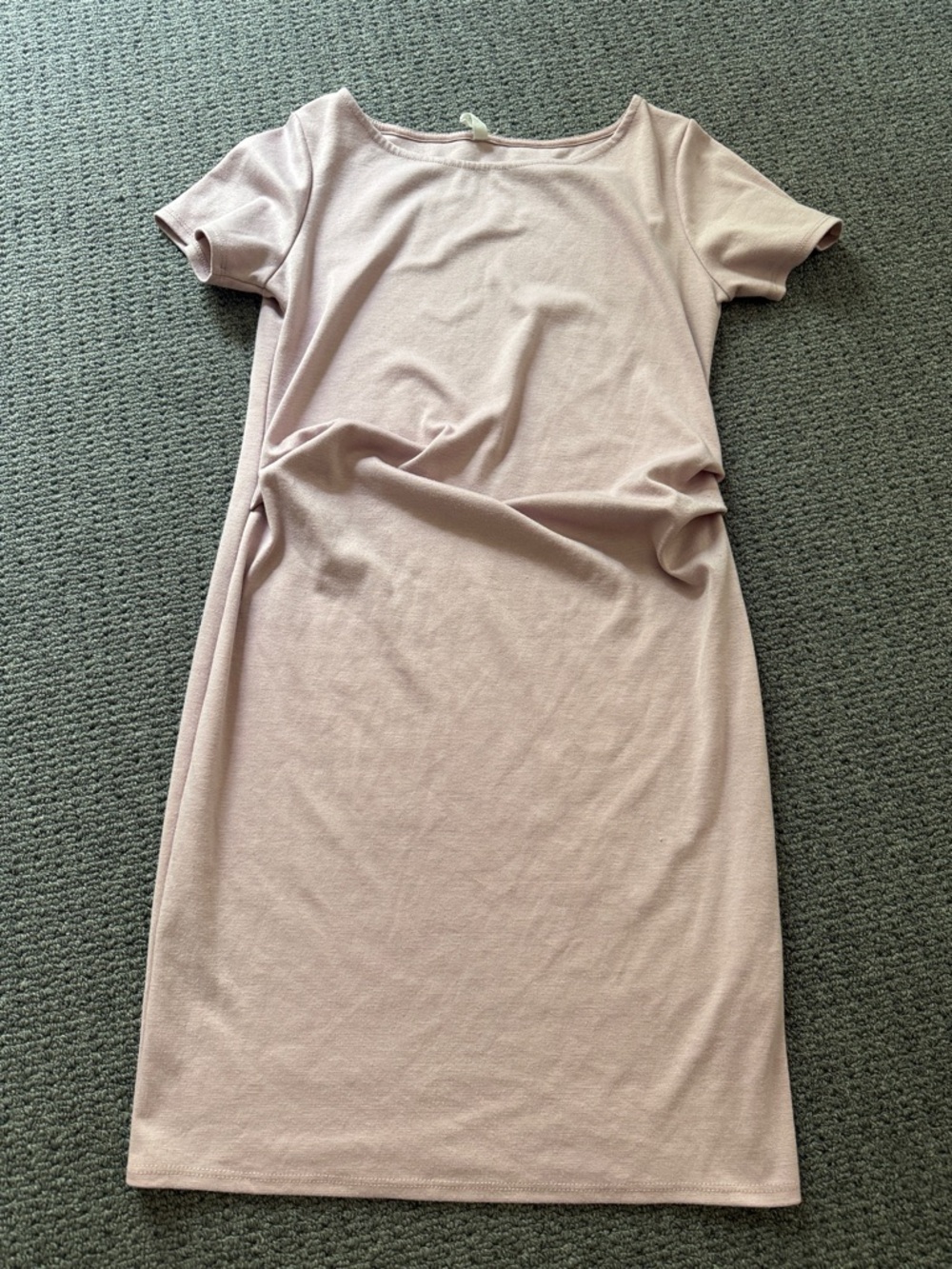Women’s Midi Dress in Blush Pink - Classic Short-Sleeve Style